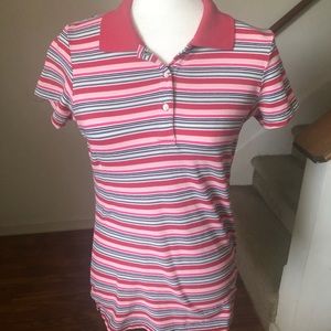 Medium Nike Pink Striped Golf Polo Shirt
